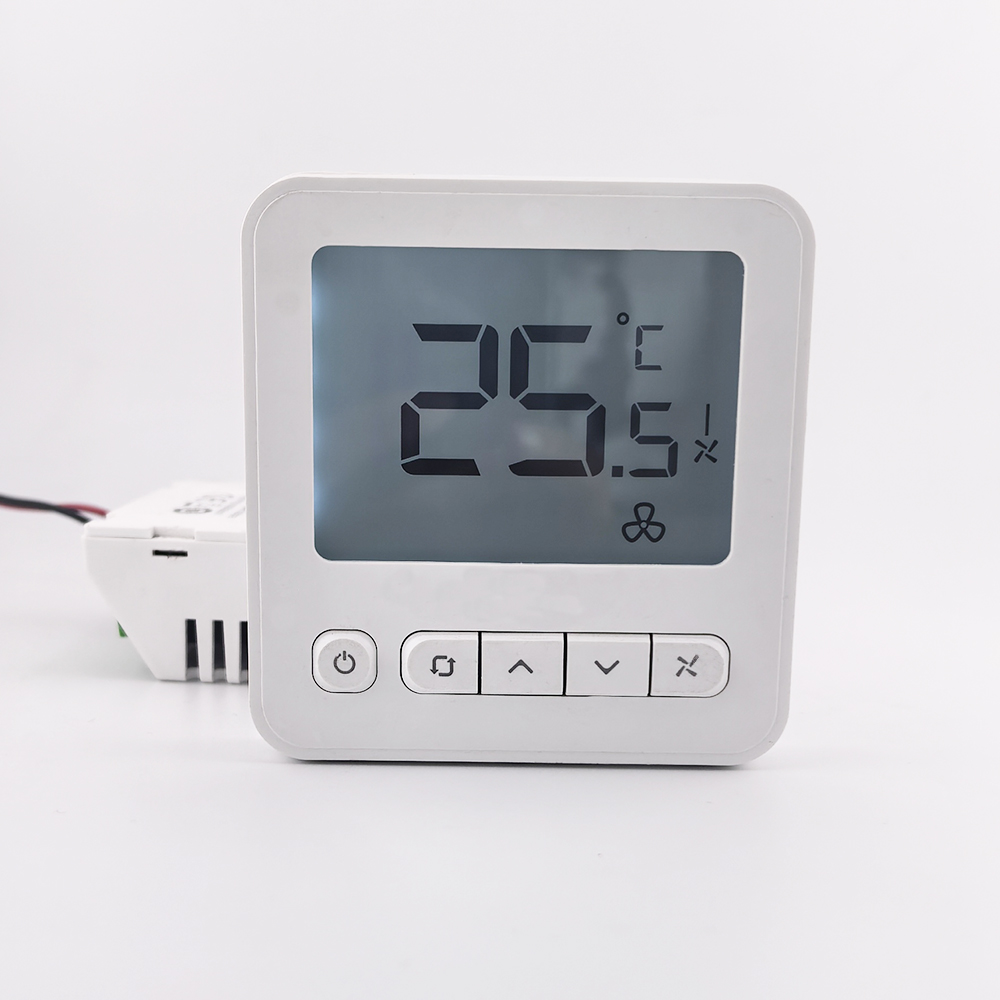 Honeywell Digital Thermostat WS8 Extra-large LCD White Back-light Display | 2 Pipe Heat/Cool With Manual or Automatic 3-Speed Fan Control | Suitable for Chiller/Compressor HVAC Sytem 230V AC
