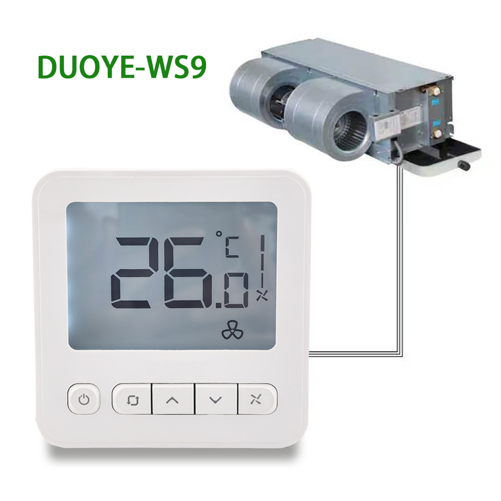 Honeywell Digital Thermostat WS8 Extra-large LCD White Back-light Display | 2 Pipe Heat/Cool With Manual or Automatic 3-Speed Fan Control | Suitable for Chiller/Compressor HVAC Sytem 230V AC