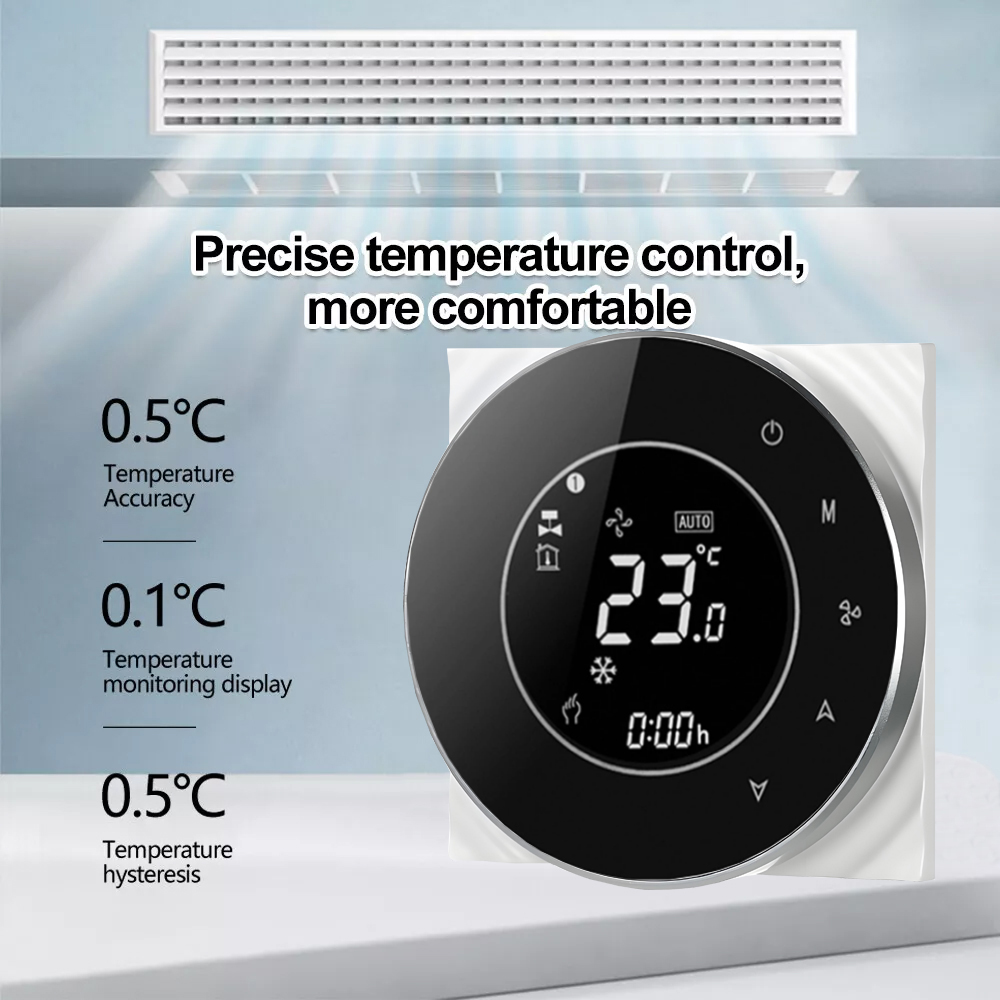 Smart Thermostat Round Shape - Smart Wi-Fi Thermostat - Touch Screen Temperature Controller - 24V - Works with Alexa & Google