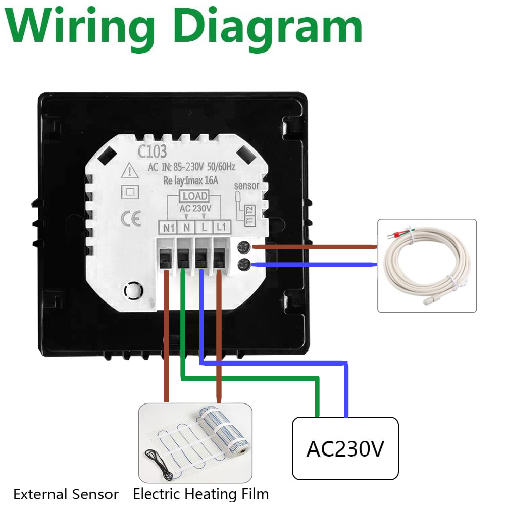 Smart Thermostat Digital Temperature Controller LCD DisplayTouch Screen Week Programmable Electric Floor Heating Thermostat for Home School Office Hotel 