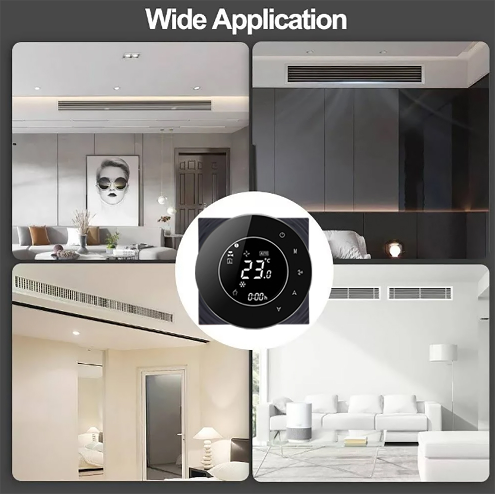 Wifi Smart Luxury Design Lcd Display Thermostat for 2 Pipe Central Air Conditioner 3 Speed Fan