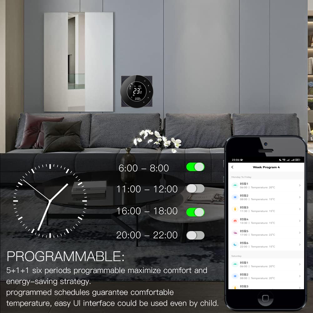 Wifi Smart Luxury Design Lcd Display Thermostat for 2 Pipe Central Air Conditioner 3 Speed Fan