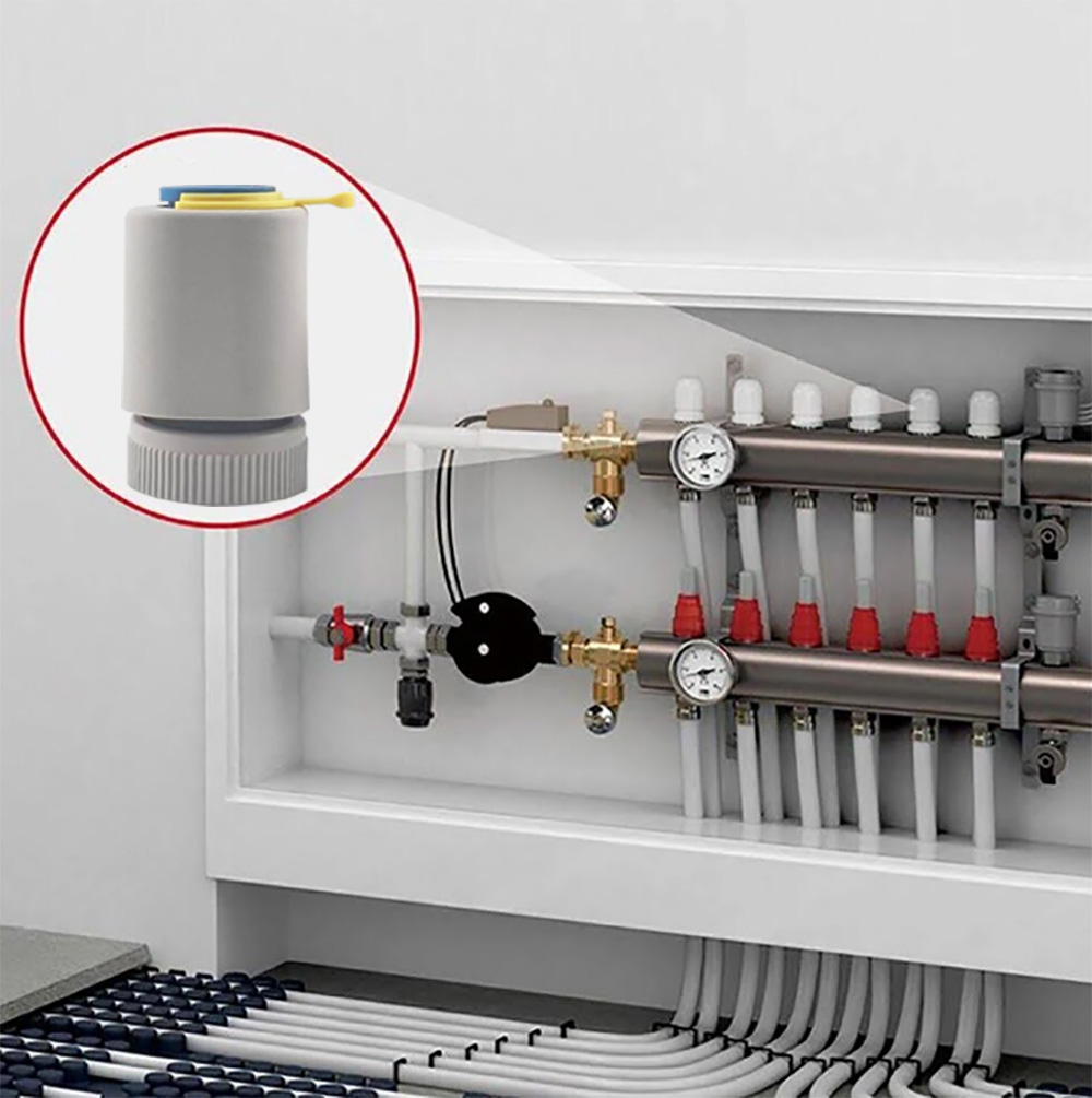 Actuator 230v Water Underfloor Heating Manifold, Precise Temperature Control Electric Actuator Valve(Normally Open)