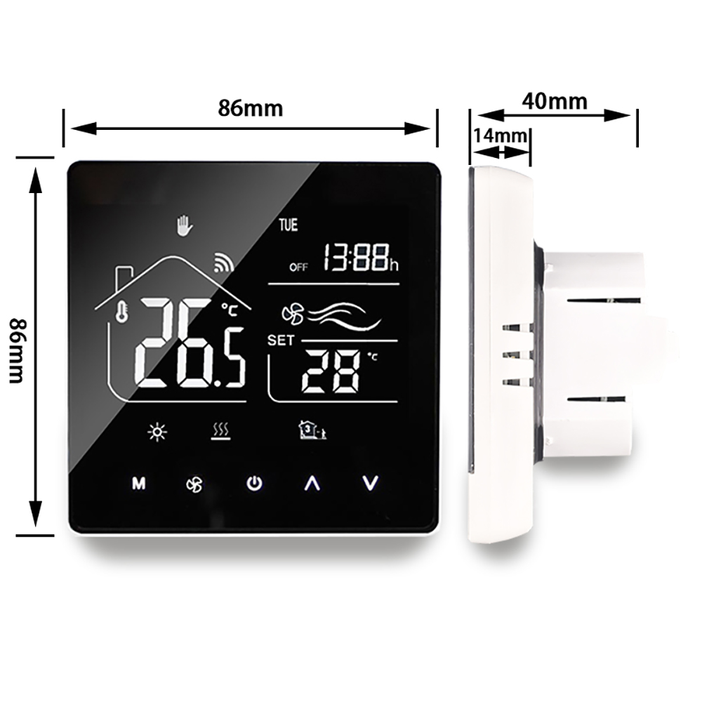 WiFi Smart Touch Thermostat Temperature Controller For  Central Air Conditioner 3 Speed Fan Coil Unit Control