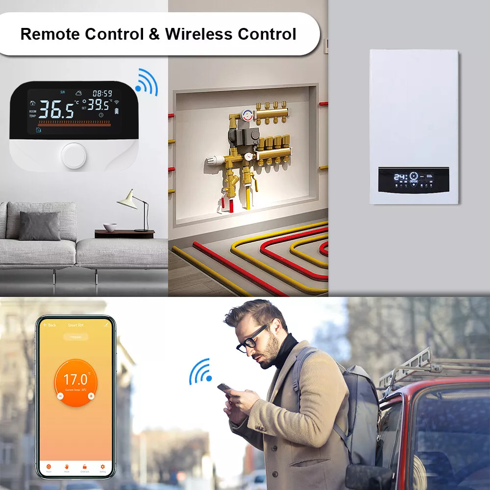 Floor Heating Thermostat, Heating Room Thermostat, App Control Hanging Stove for Electric Heating Belt, 