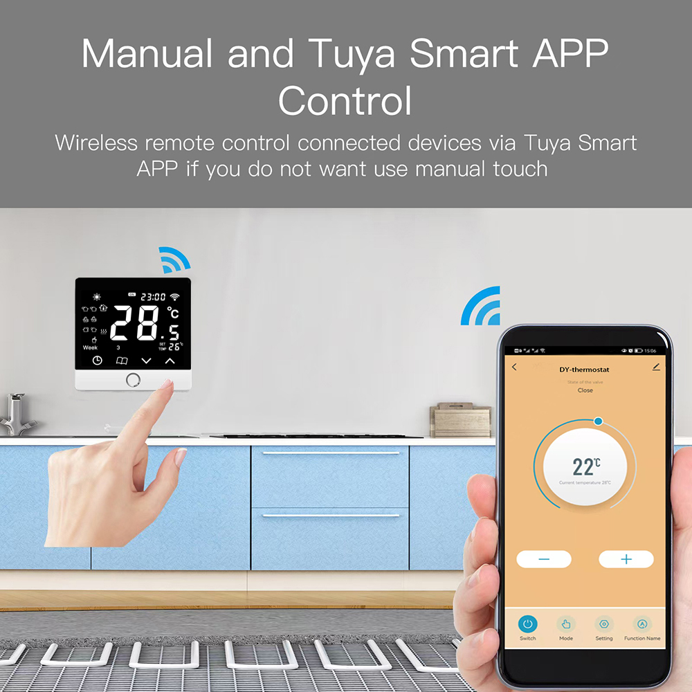 Smart Thermostat Digital Temperature Controller LCD DisplayTouch Screen Week Programmable Electric Floor Heating Thermostat for Home School Office Hotel 